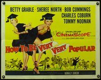 3x421 HOW TO BE VERY, VERY POPULAR half-sheet '55 art of sexy students Betty Grable & Sheree North!