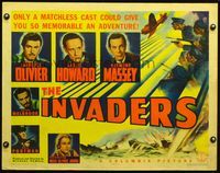 3x433 INVADERS style B 1/2sh '42 Michael Powell, Laurence Olivier, Glynis Johns,Leslie Howard,Massey