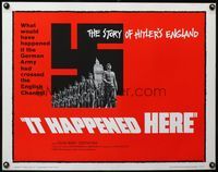3x436 IT HAPPENED HERE half-sheet '66 Hitler's England, spooky image of Nazis marching by Big Ben!