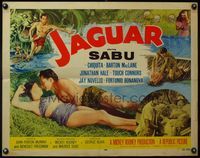 3x440 JAGUAR style B half-sheet '55 Barton MacLane lays with sexy Chiquita, art of Sabu in jungle!
