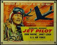 3x441 JET PILOT style A 1/2sheet '57 John Wayne flies w/Screaming Eagles, Janet Leigh, Howard Hughes