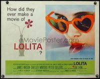 3x463 LOLITA half-sheet movie poster '62 Stanley Kubrick, sexy Sue Lyon with sunglasses & lollipop!