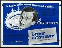 3x467 LOVE LOTTERY half-sheet poster '56 great image of David Niven & sexy girls on roulette wheel!