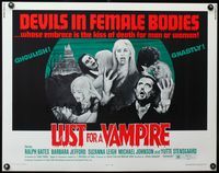 3x469 LUST FOR A VAMPIRE half-sheet '71 wacky sexy devils in female bodies with the kiss of death!