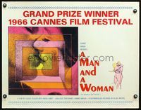 3x477 MAN & A WOMAN half-sheet '66 Claude Lelouch's Un homme et une femme, Anouk Aimee, Trintignant
