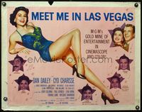3x487 MEET ME IN LAS VEGAS style A half-sheet '56 super sexy full-length showgirl Cyd Charisse!