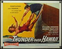 3x504 NAKED PARADISE half-sheet poster R60 art of super sexy falling Beverly Garland caught by hook!