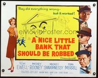 3x517 NICE LITTLE BANK THAT SHOULD BE ROBBED half-sheet '58 Tom Ewell, Mickey Rooney & Shaughnessy!