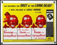 3x527 ORGY OF THE LIVING DEAD 1/2sh '72 triple avalanche of grisly horror, cool Ormsby zombie art!