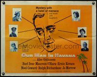 3x529 OUR MAN IN HAVANA style A half-sheet '60 art of Alec Guinness in Cuba, directed by Carol Reed!