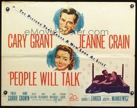 3x533 PEOPLE WILL TALK half-sheet movie poster '51 Cary Grant loves Jeanne Crain, great art & photo!