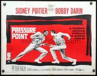3x543 PRESSURE POINT half-sheet poster '62 Sidney Poitier squares off against Bobby Darin, cool art!