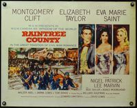 3x551 RAINTREE COUNTY style A 1/2sh '57 art of Montgomery Clift, Elizabeth Taylor & Eva Marie Saint!