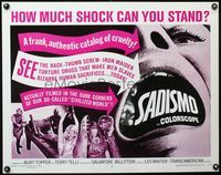 3x557 SADISMO half-sheet movie poster '67 AIP bizarre sadomasochism, how much shock can you stand?