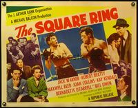 3x572 SQUARE RING half-sheet '55 close up of boxer Robert Beatty fighting in the ring, Joan Collins!