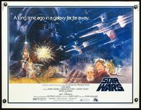 3x574 STAR WARS half-sheet movie poster '77 George Lucas classic sci-fi epic, great art by Tom Jung!