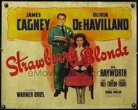 3x580 STRAWBERRY BLONDE style A 1/2sh '41 art of James Cagney in suit by seated Olivia De Havilland!