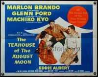 3x591 TEAHOUSE OF THE AUGUST MOON style A 1/2sh '56 art of Marlon Brando, Glenn Ford & Machiko Kyo!