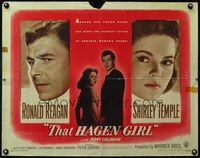 3x596 THAT HAGEN GIRL half-sheet poster '47 great close images of Ronald Reagan & Shirley Temple!