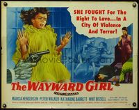3x630 WAYWARD GIRL style A half-sheet '57 great artwork of bad girl in nightie & fighting in prison!