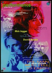 3x176 MAN WHO FELL TO EARTH/PERFORMANCE Japanese poster '98 cool image of David Bowie & Mick Jagger!