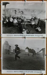 3y275 APACHE GOLD 2 8x10 stills '63 Lex Barker, great action images of indian attack on cowboys!