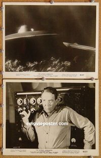 3y278 ATOMIC SUBMARINE 2 8x10 movie stills '59 crazy man w/gun & cool underwater sub and UFO image!
