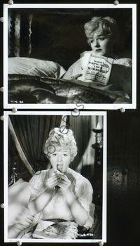 3y315 BIG JOB 2 8x10 movie stills '65 two great images of wacky Joan Sims reading & eating!