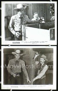 3y682 RED RIVER RENEGADES 2 8x10 stills '46 great image of cowboy Sunset Carson w/two revolvers!