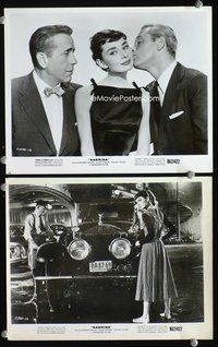 3y715 SABRINA 2 8x10 stills R62 William Holden steals a kiss from Audrey Hepburn & Bogart looks on!