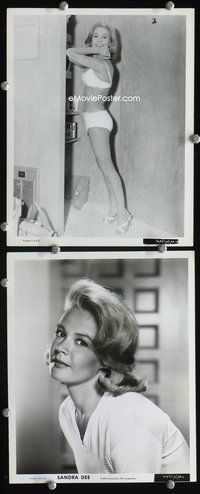 3y721 SANDRA DEE 2 8x10 movie stills '60s two great images of very sexy beauty, one in bikini!