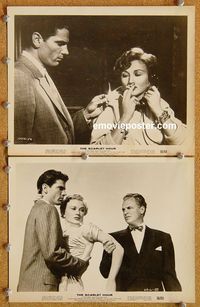 3y728 SCARLET HOUR 2 8x10 stills '56 two great images of beautiful Carol Ohmart smoking & in peril!
