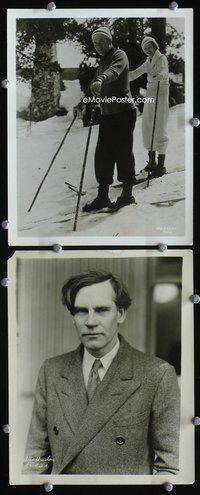 3y925 WALTER HUSTON 2 8x10 movie stills '30s two cool candids of star, one skiing!
