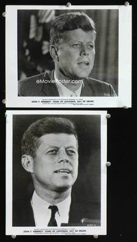3y978 YEARS OF LIGHTNING DAY OF DRUMS 2 8x10 stills '66 two great portraits of John F. Kennedy!