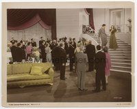 3y068 FIRST LOVE color 8x10 movie still '39 Deanna Durbin on stairs with Lewis Howard at party!