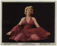 3y143 PRINCE & THE SHOWGIRL color 8x10 #7 '57 sexiest image of Marilyn Monroe kneeling in red dress!