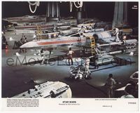 3y173 STAR WARS color 8x10 still '77 George Lucas, cool image of X-wing fighter ships in hangar!
