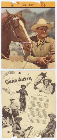 3y214 GENE AUTRY Dixie Cup premium 8x10 still '40s great close up standing by his horse Champion!