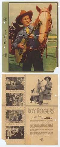 3y230 ROY ROGERS Dixie Cup premium 8x10 movie still '40s wonderful image playing guitar by Trigger!