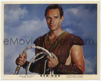 3y021 BEN-HUR English FOH LC #9 '60 best close up of charioteer Charlton Heston holding whip!