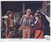 3y044 CHISUM 8x10 mini lobby card #6 '70 big John Wayne stands with Ben Johnson & pretty Lynda Day!