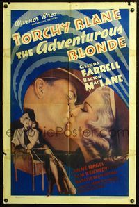 3z025 ADVENTUROUS BLONDE one-sheet movie poster '37 sexy Glenda Farrell is Torchy Blane!