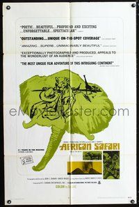 3z027 AFRICAN SAFARI one-sheet poster '70 jungle documentary, cool images of deadly wild animals!