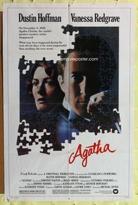 3z029 AGATHA one-sheet poster '79 cool puzzle art of Dustin Hoffman & Vanessa Redgrave as Christie!
