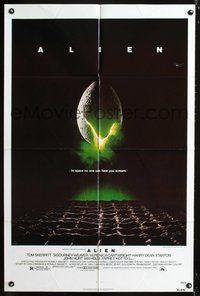 3z030 ALIEN one-sheet '79 Ridley Scott outer space sci-fi monster classic, cool hatching egg image!
