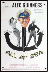 3z031 ALL AT SEA one-sheet movie poster '58 captain Alec Guinness & sexy English babes!