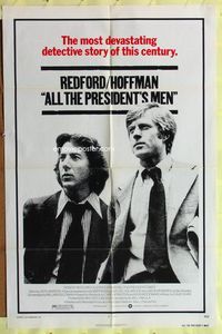 3z033 ALL THE PRESIDENT'S MEN one-sheet '76 Dustin Hoffman & Robert Redford as Woodward & Bernstein!