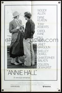 3z041 ANNIE HALL one-sheet poster '77 full-length Woody Allen & Diane Keaton, a nervous romance!