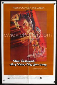 3z044 ANY WHICH WAY YOU CAN int'l one-sheet poster '80 cool artwork of Clint Eastwood by Bob Peak!
