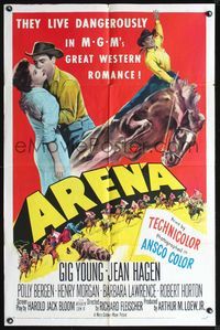 3z048 ARENA one-sheet movie poster '53 cool image of cowboy Gig Young on horseback, Jean Hagen!